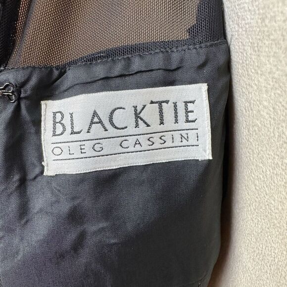 Black Tie Oleg Cassini Holiday Cocktail Dress 8 | Beaded Mesh Retro Glam LBD - Picture 6 of 8